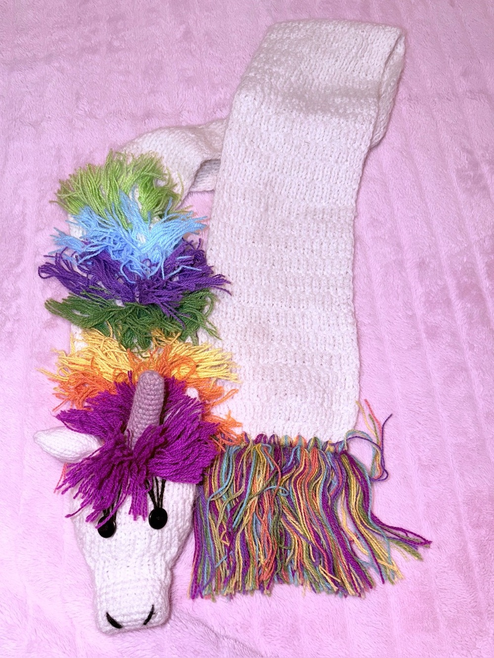 Andes Gifts Girls Unicorn Scarf Alpaca Blend Handmade Peru Rainbow Kids